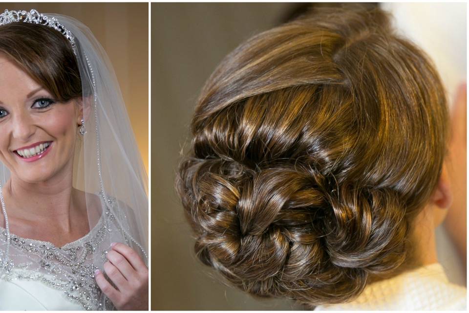 Front and back details of updo