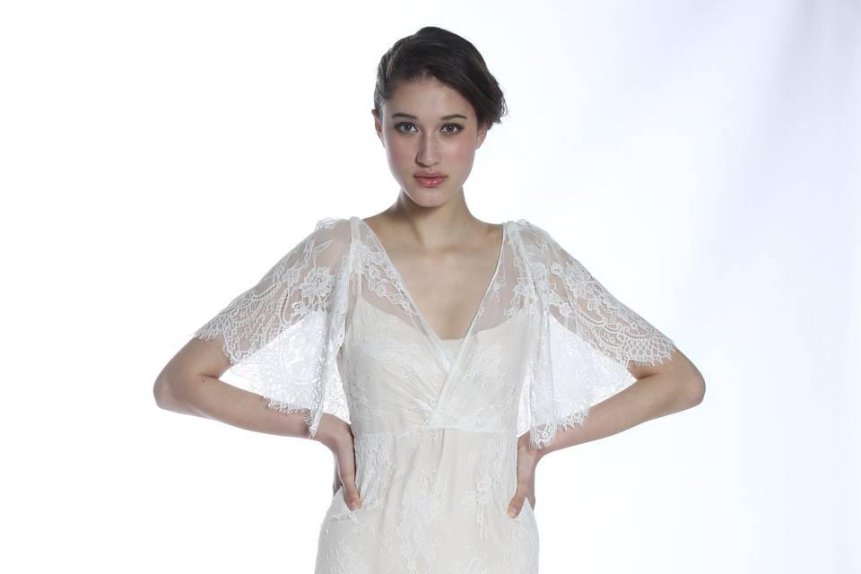 Then Came You
V-neck full sleeve chantilly lace dress over slip
