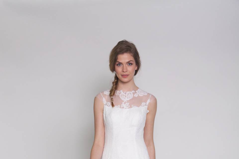 Everything is Beautiful
Chantilly lace cap sleeve dress with dropped bodice and flowing skirt