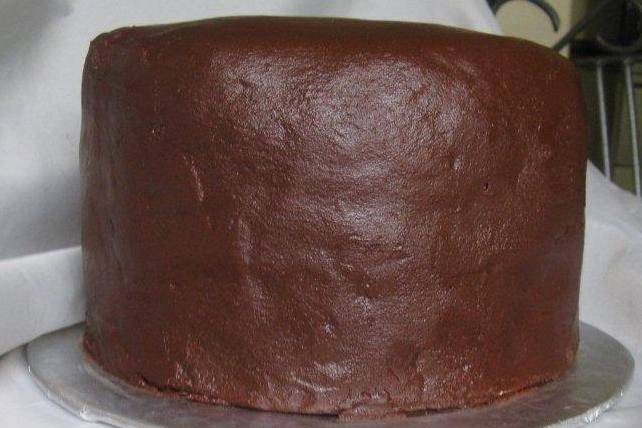 Chocolate cake with cooked icing