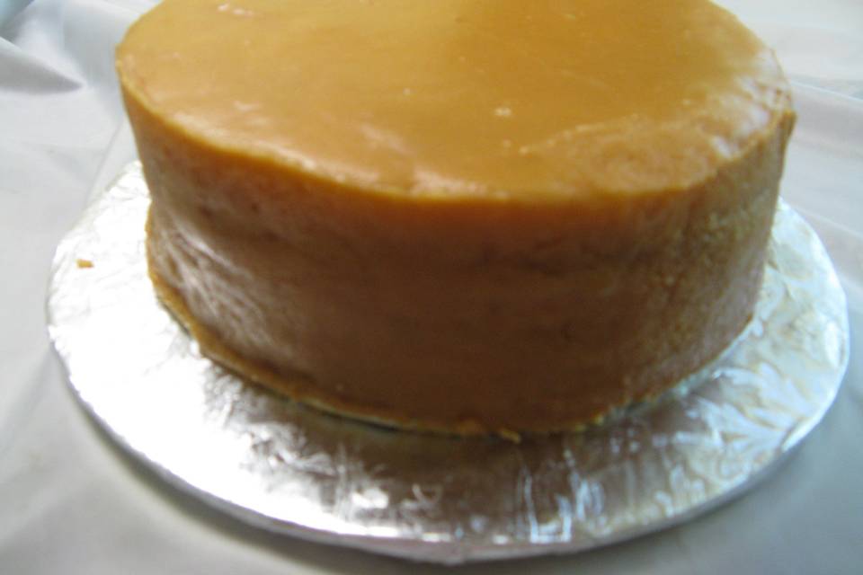 Caramel cake with cooked icing