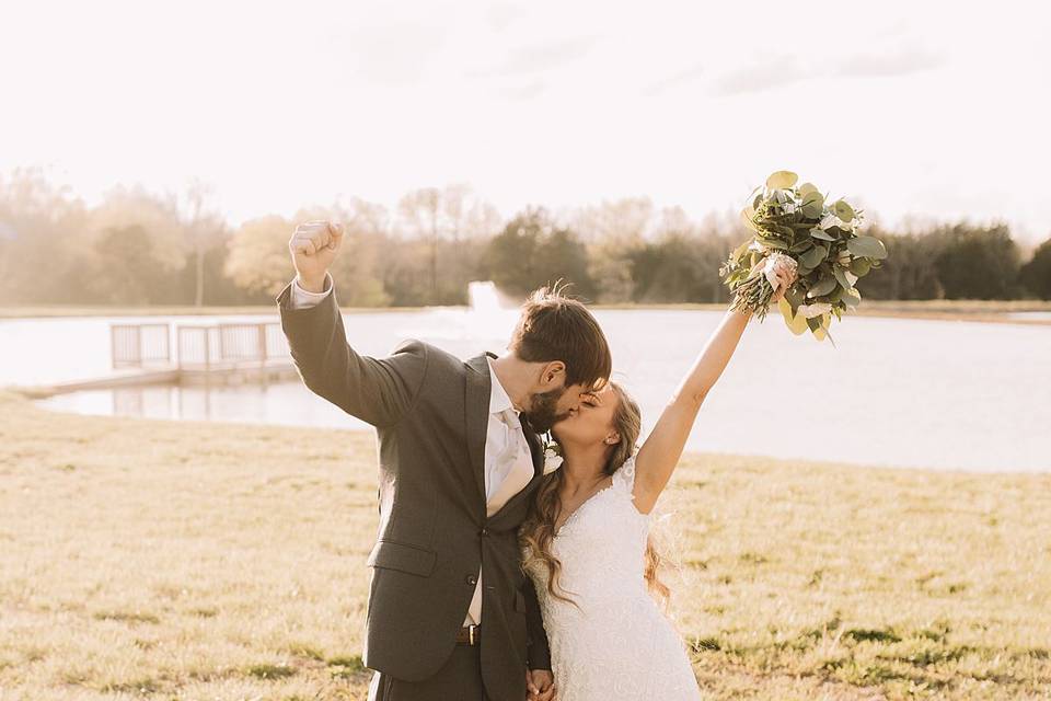 Bride and groom celebrate