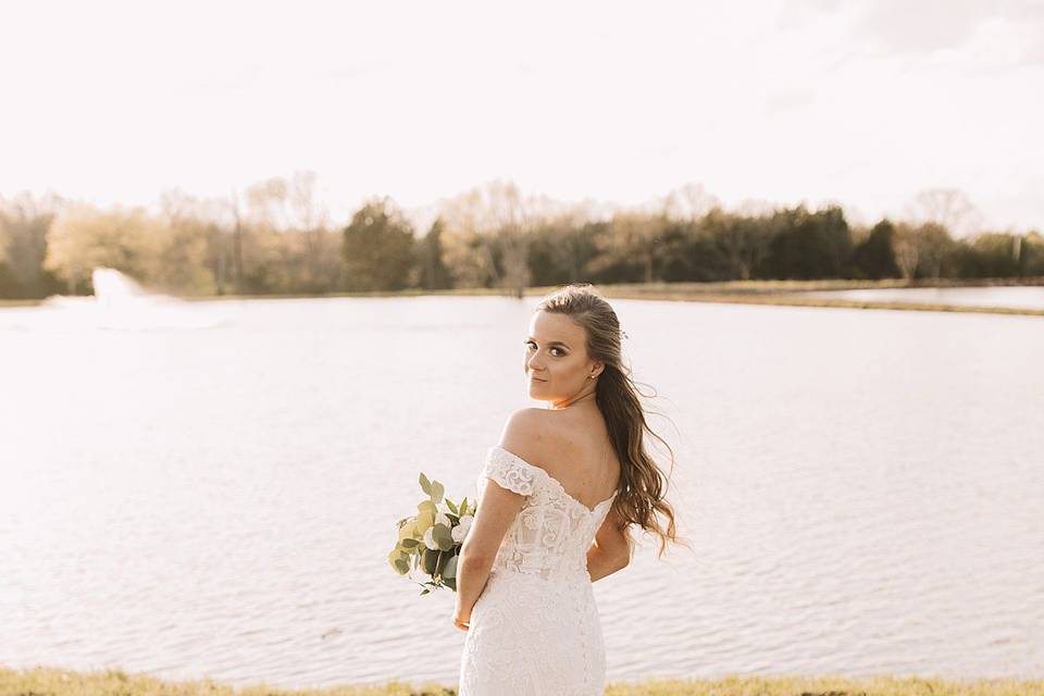 Bride with pond