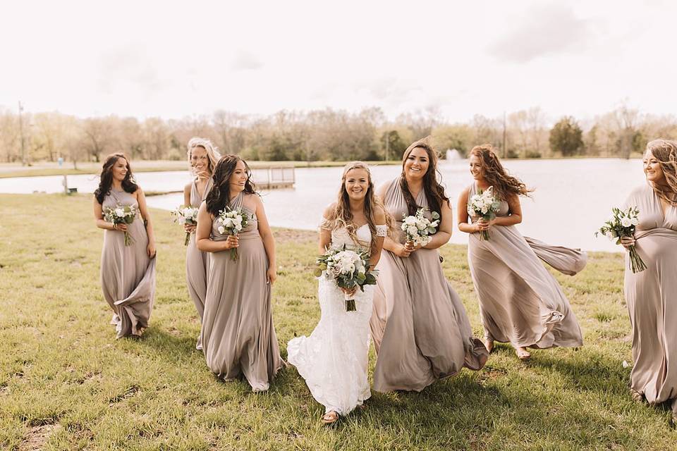 Bride with bridesmaids