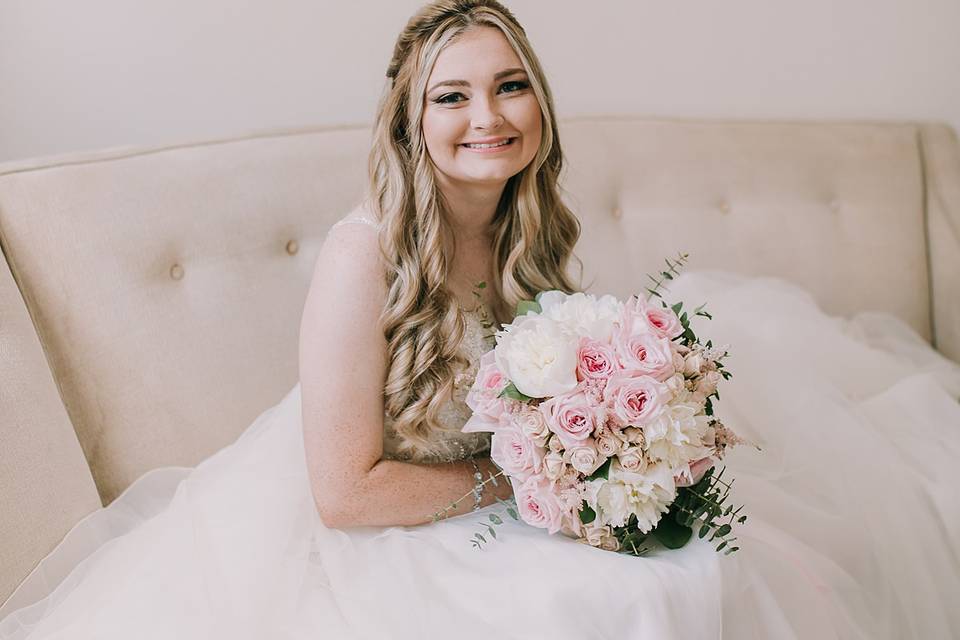 Bride on couch