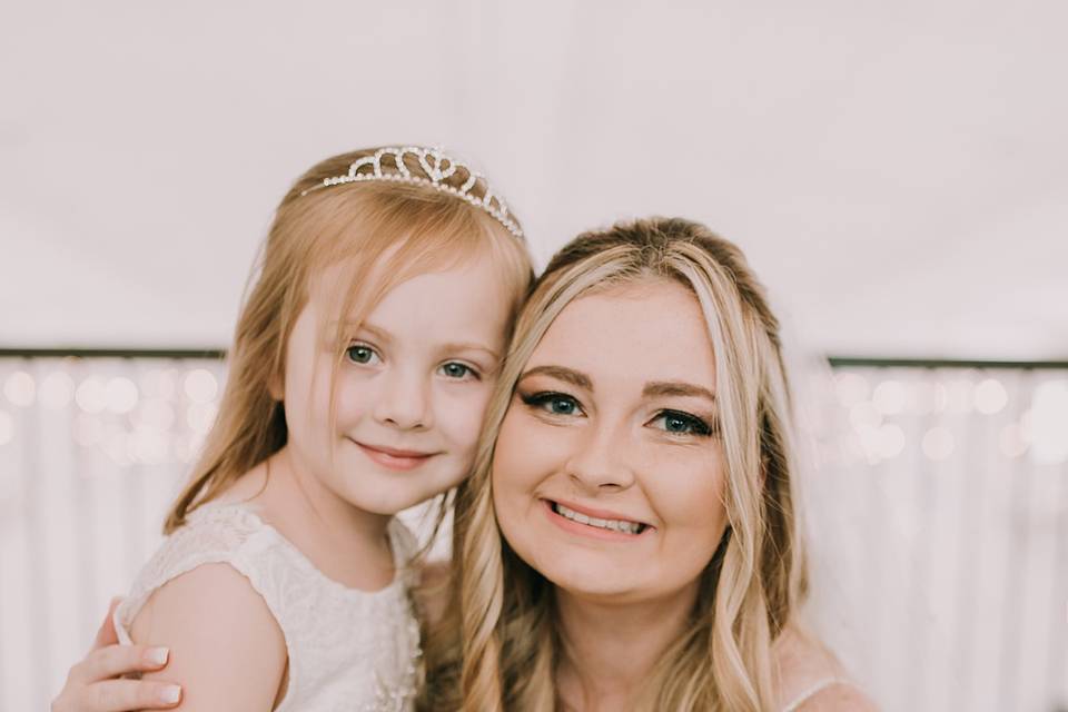 Bride and flower girl