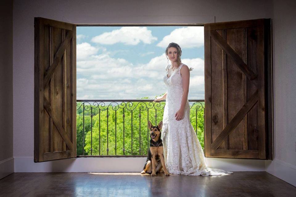 Bride and dog