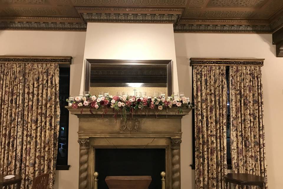 Flower garland over the mantle