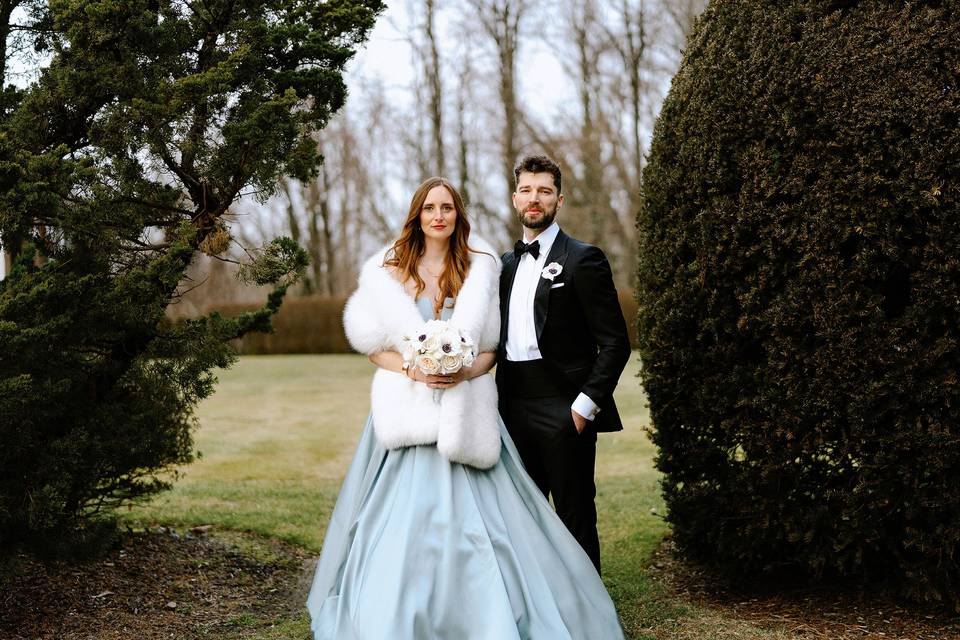 Bride with blue dress