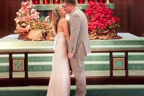 A Christmas wedding. (The church is decorated from Christmas Eve until the Sunday nearest the Feast of the Epiphany (6 January) and it is sometimes possible to coordinate the color with your wedding.