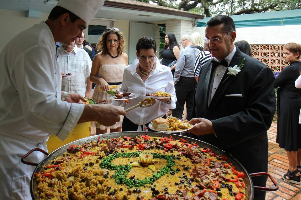 Paella served in the Parish Center Courtyard.