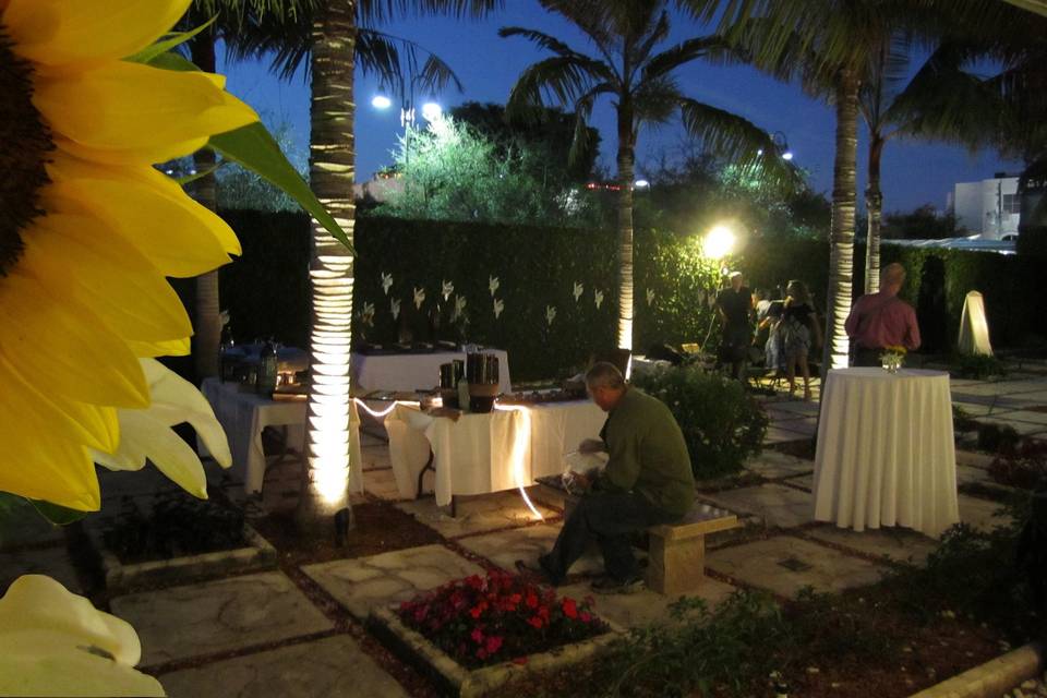 Our Nepenthe Garden, just outside the church, set up for cocktails.