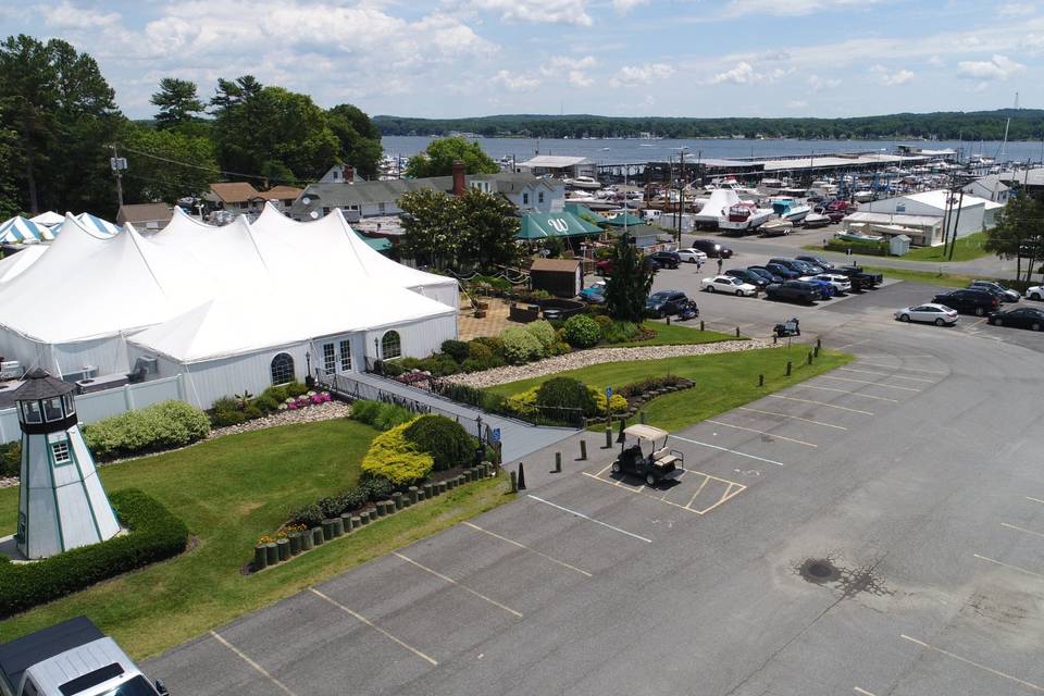 Aerial view of banquet space