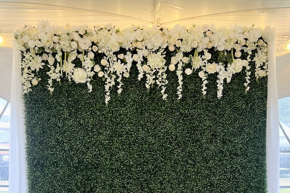 Greenery Wall w/ White Flowers
