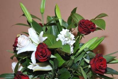 Flowers and fruit centerpiece