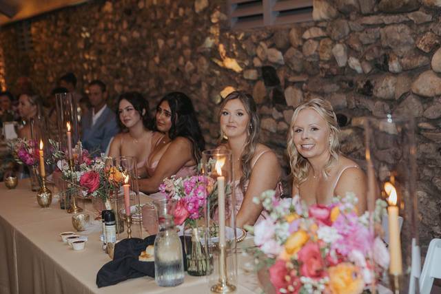 Lit candles on the head table