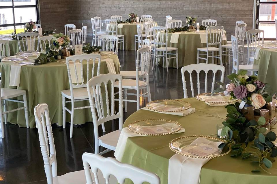 Sage and blush guest tables