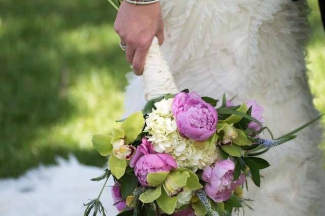 Pink and green bouquet