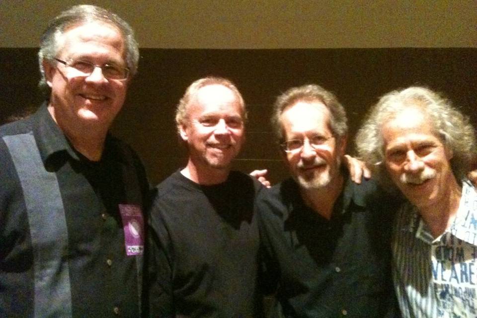 backstage at a James Taylor Concert - Left to Right:  Ray Reach, Mart Avant, Walt Fowler and Lou Marini.