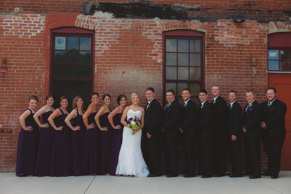 Ashlee + Brian (GrimeStone Photography)
Gown- Maggie Sottero
Tux- Ralph Lauren
Bridesmaid's- Allure Bridal