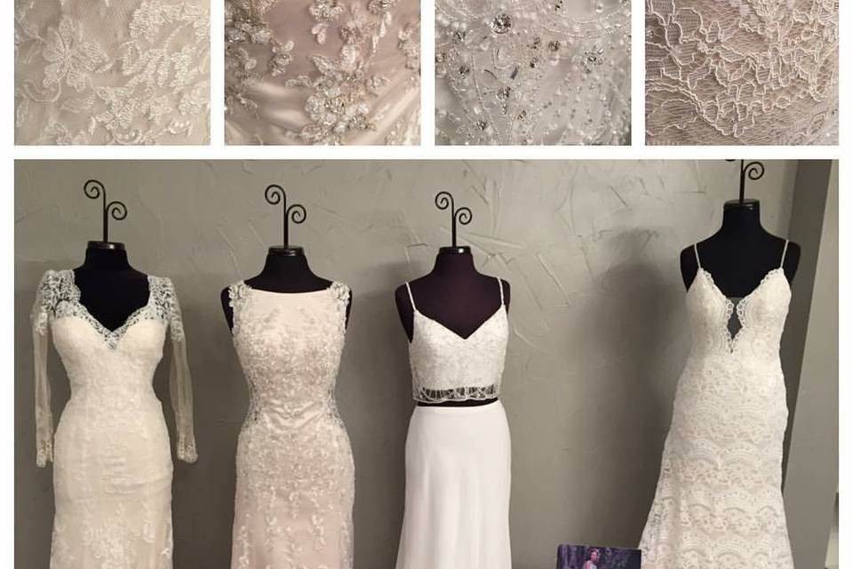 Say hello to 4 of our Brand New Maggie Sottero Gowns!! These four beauties are just waiting for their bride to come grab them up! From left to right: Roberta, Aspen, Griffyn, and Mietra! Make your appointment now to try these laides on!!