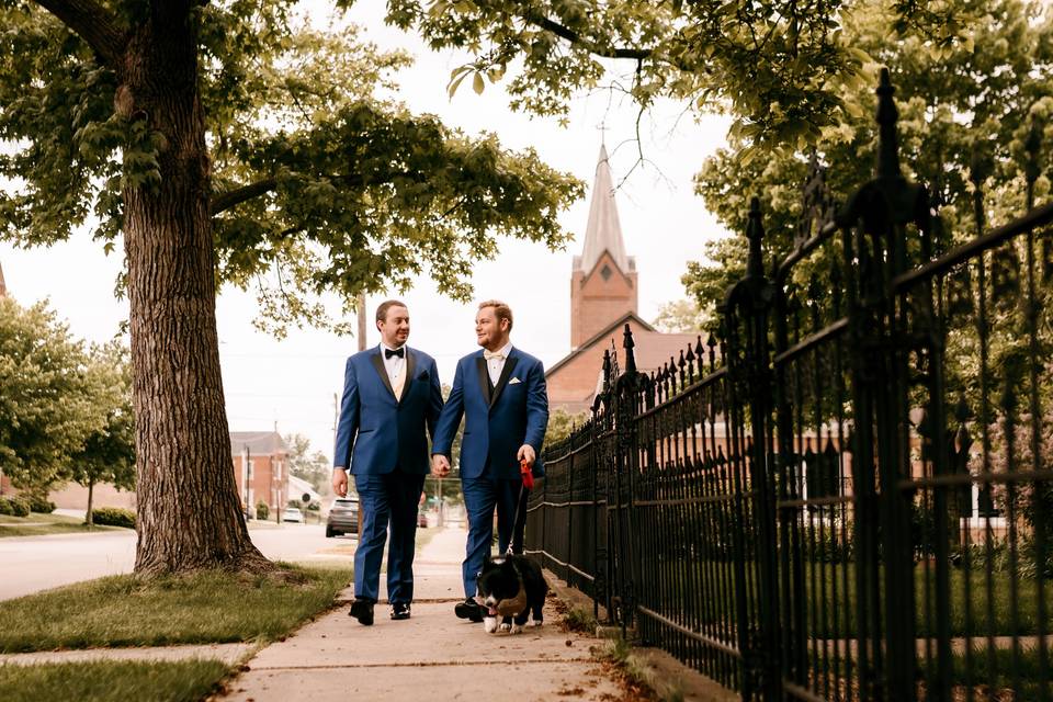 LGBTQ+ couple walking dog - Bohemian Lights Photography