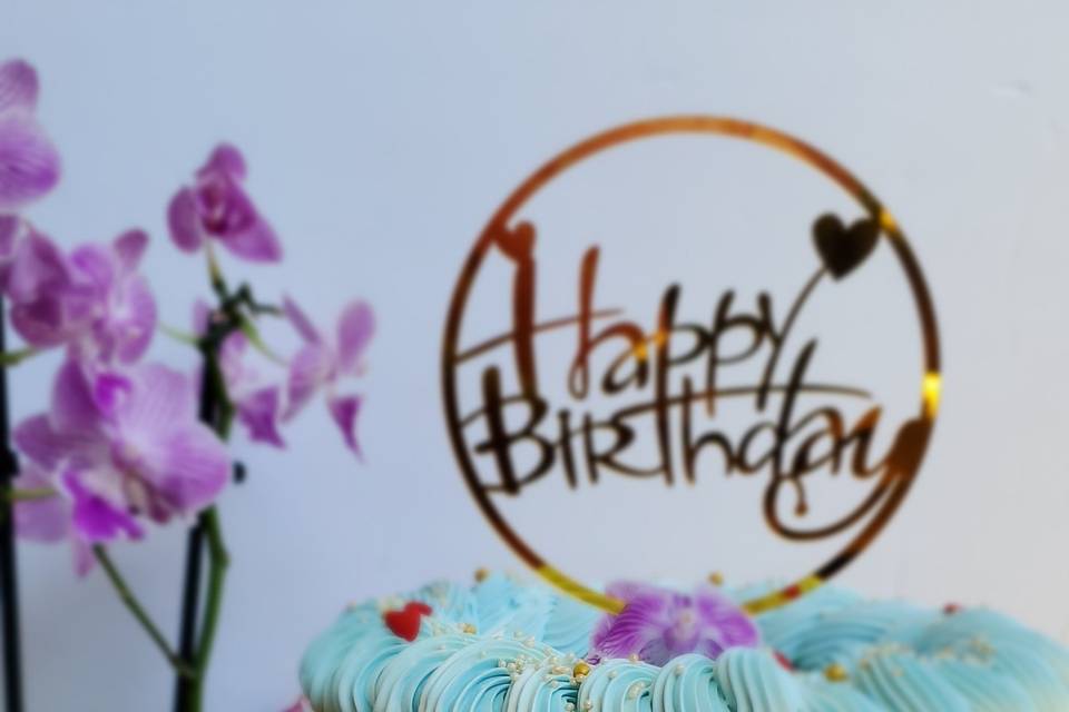 Birthday Cake with Live Orchid