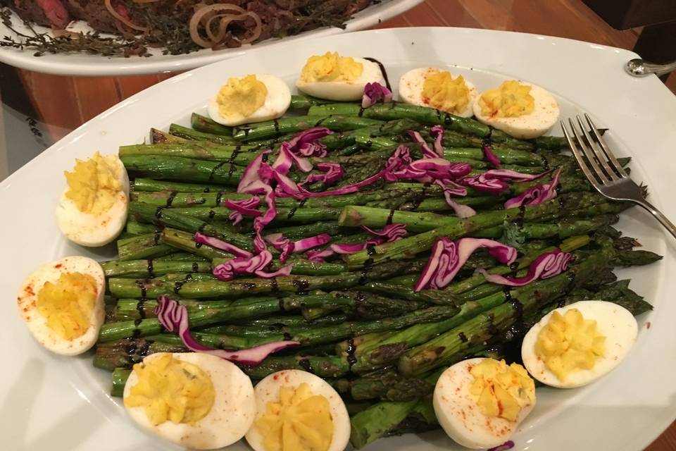Grilled Asparagus with deviled eggs