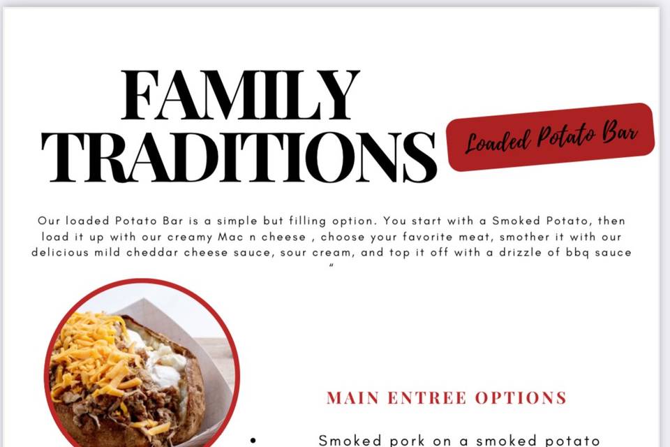 Loaded Smoked Potato Bar Menu
