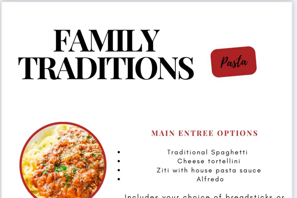 Pasta Menu