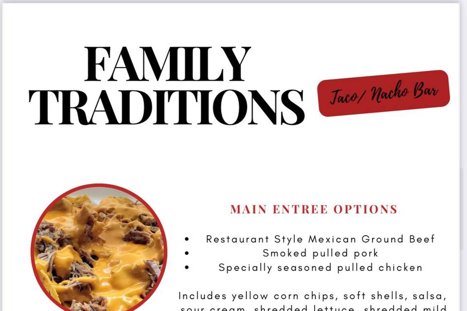 Taco/Nacho Bar Menu