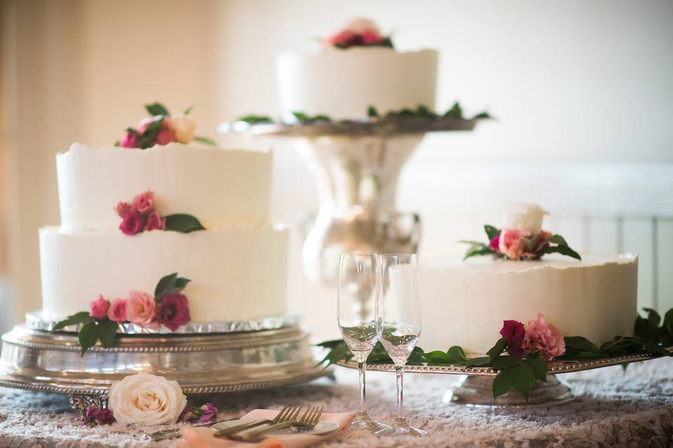 Trio of wedding cakes