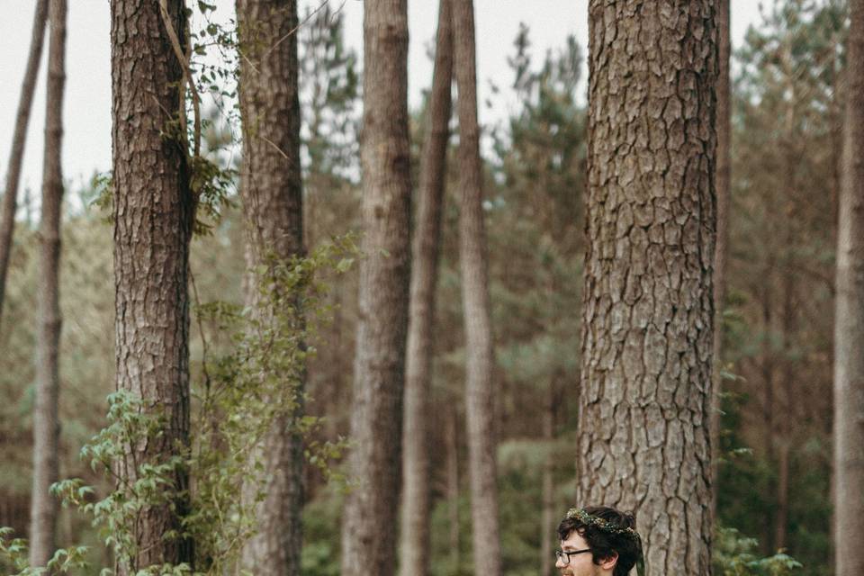 Bare foot and in the woods