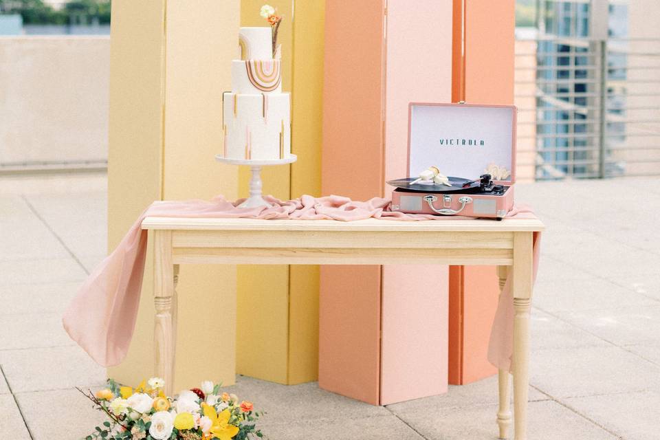 Colorful desert table backdrop