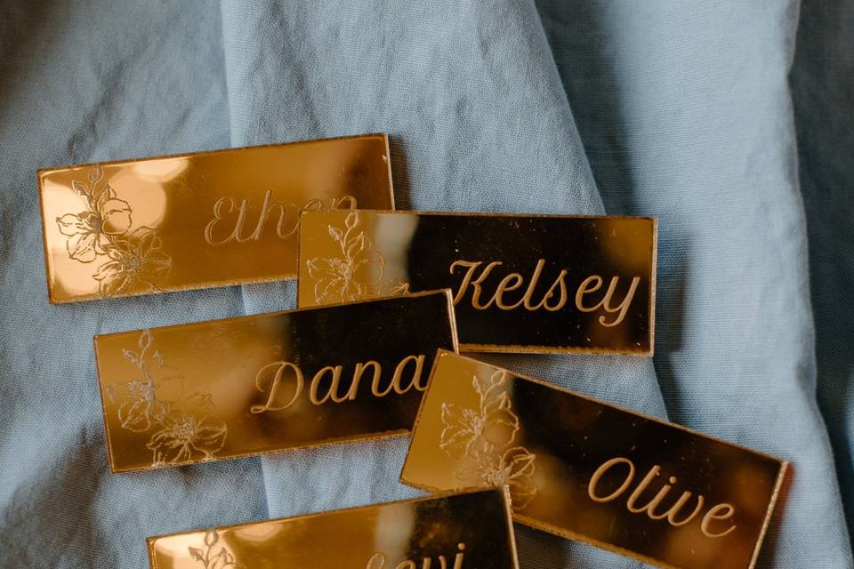 Gold engraved place cards