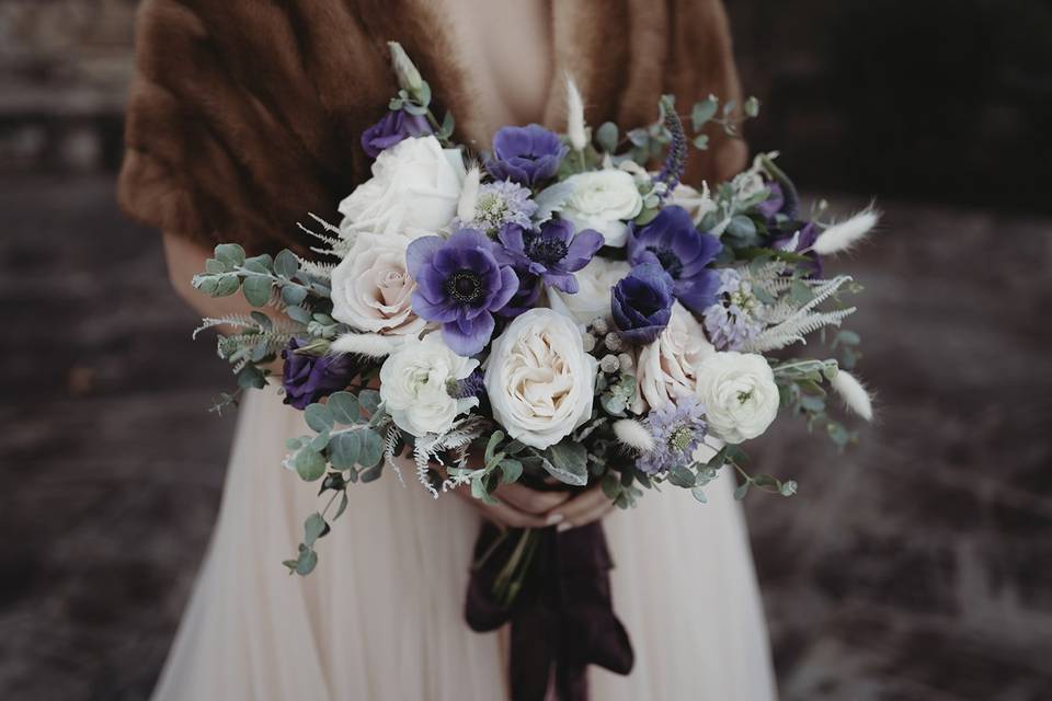 Witchy purple wedding bouquet