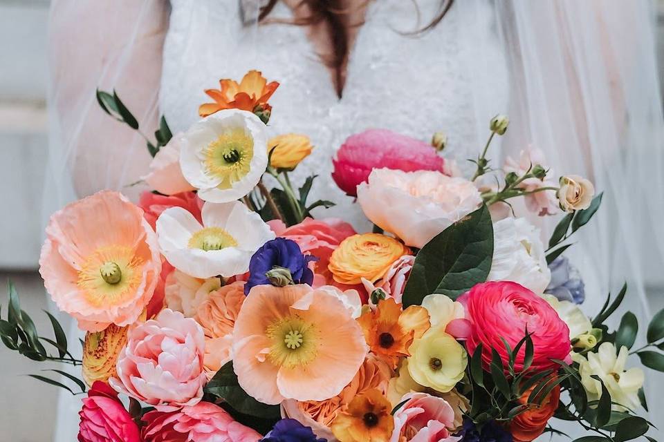 Poppy and peony bouquet