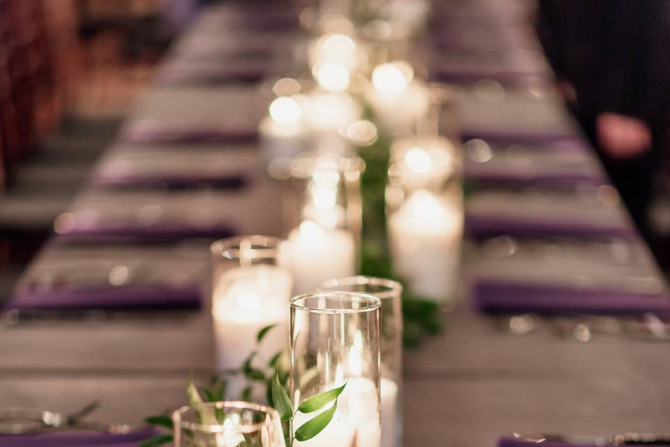 Candle and greenery table