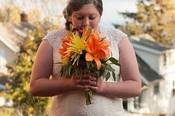 The bride holding her bouquet