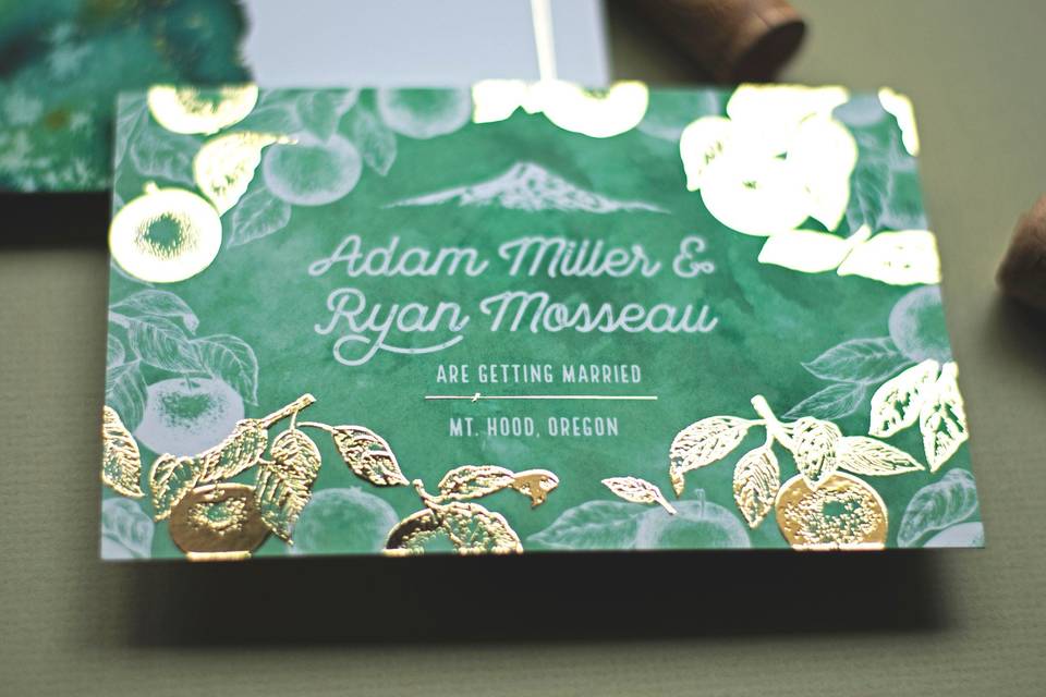 Save the date with foil detail