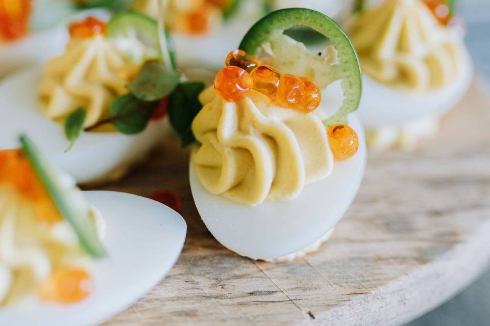 Caviar deviled eggs