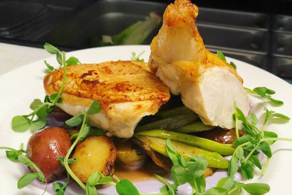 Oven roasted airline chicken