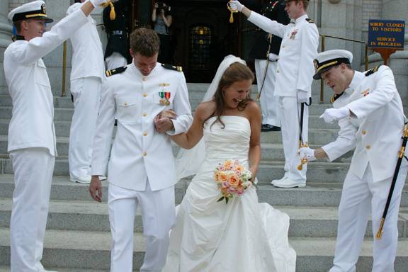 Wedding ceremony photo at the Naval Academy Chapel Annapolis, MD
