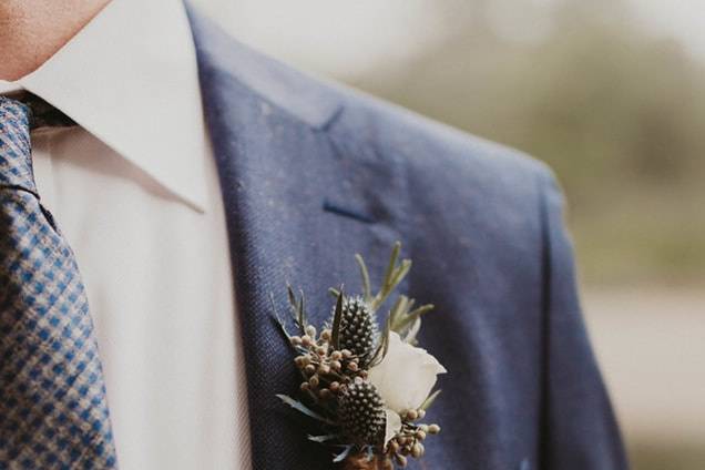 Thistle & rose boutonniere