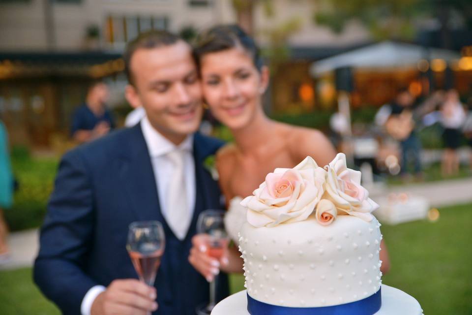 Wedding Cake, wedding cake idea, cakes, cake topper, white wedding cake, white and blue wedding cake, floral wedding cake