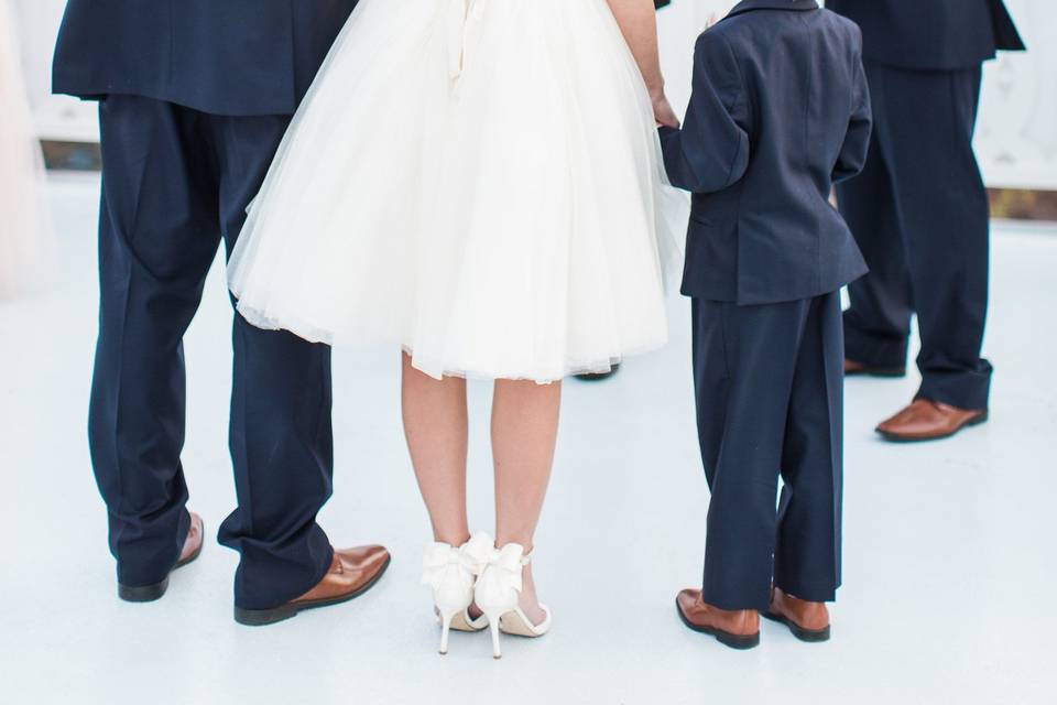 Bride escorted down the aisle