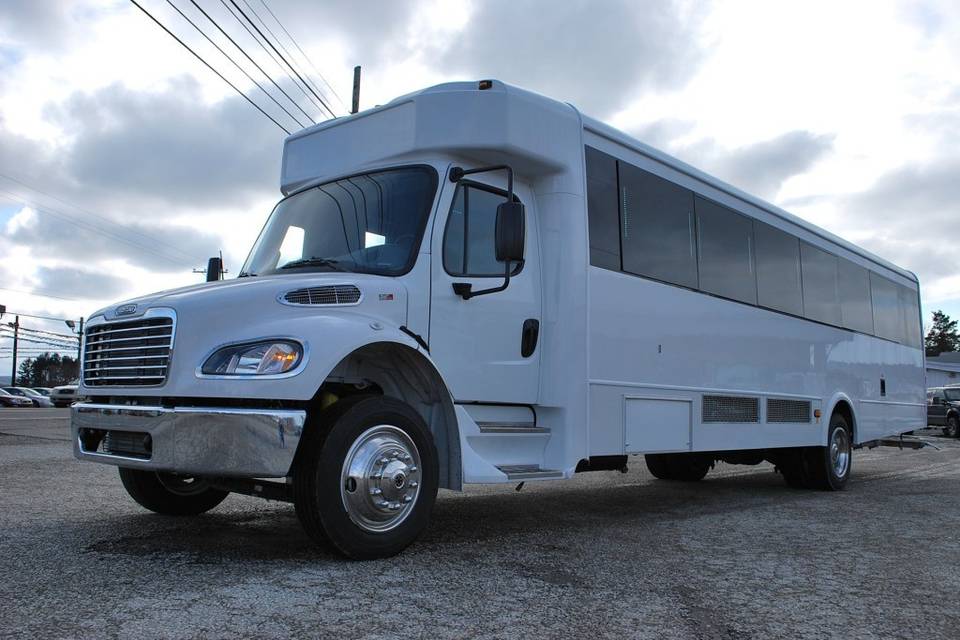 Luxury limousine coach with restroom