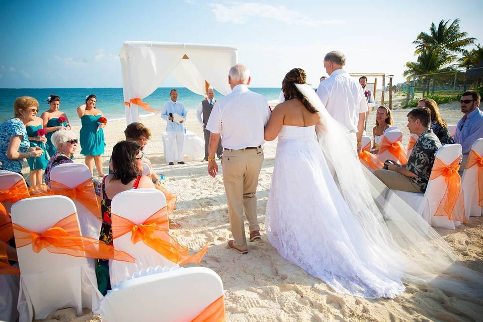 Beach wedding processional
