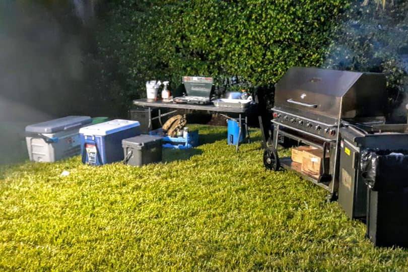 Grill on-site, BBQ station.