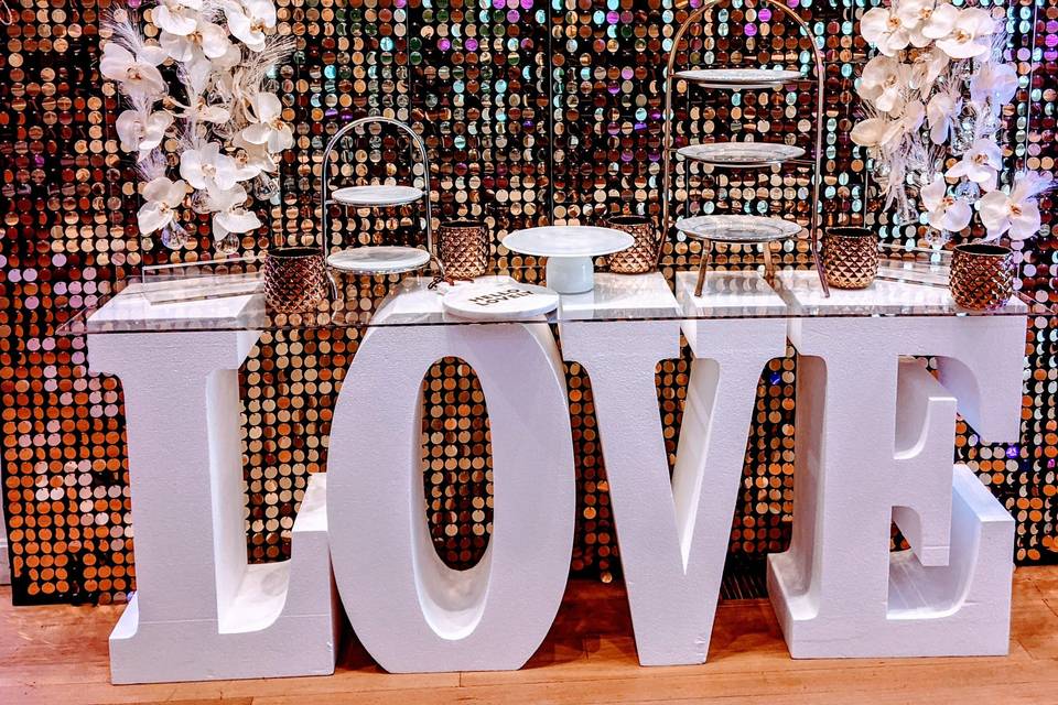 LOVE table set up is included